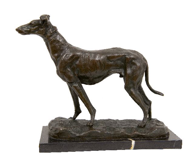 Frémiet E.  | Windhond, brons 24,3 x 26,0 cm, gesigneerd op de basis