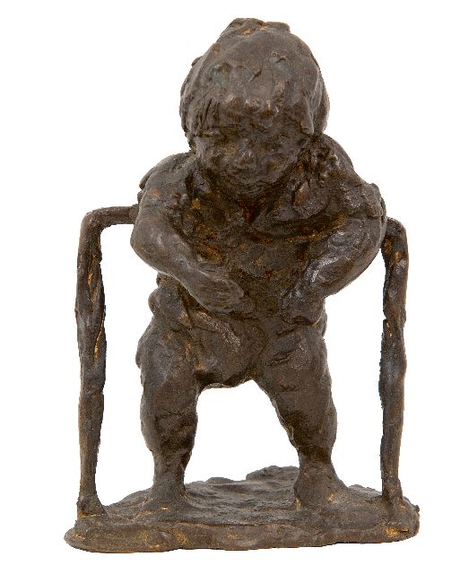Hans Bayens | Staan in de box, brons, 14,5 x 8,5 cm, gesigneerd op basis met initialen en te dateren 1968