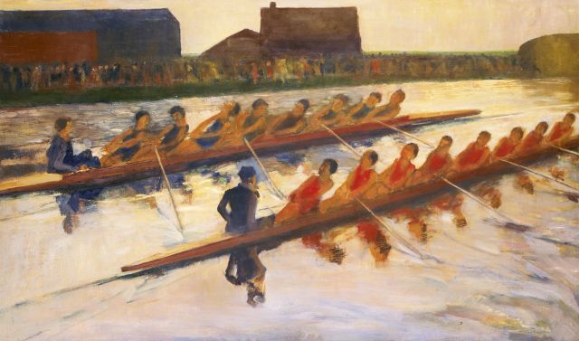 Nicolaas Pieneman | Roeiwedstrijd op de Amstel bij Amsterdam, olieverf op doek, 60,5 x 100,5 cm, gesigneerd r.o.