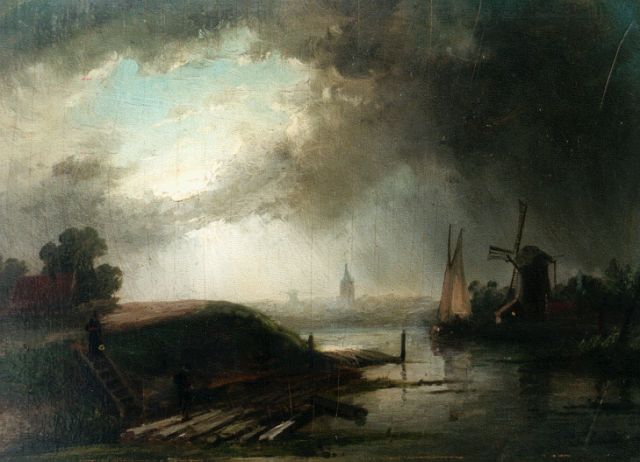 Charles Leickert | Avondstemming, olieverf op paneel, 21,7 x 29,0 cm, gesigneerd r.o.