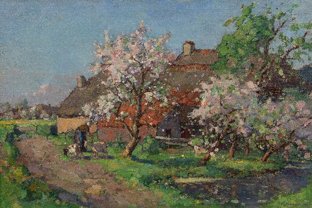 Henk van Leeuwen | Voorjaar bij Montfoort, olieverf op doek, 60,8 x 90,9 cm, gesigneerd r.o.