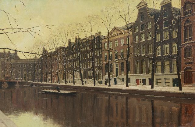 Evert Jan Ligtelijn | Grachtenhuizen in Amsterdam, olieverf op doek, 60,5 x 90,9 cm, gesigneerd r.o.