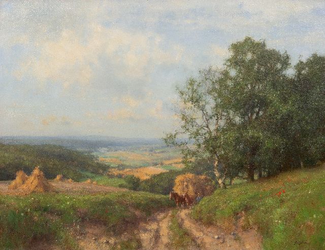 Jan Holtrup | Heuvellandschap met hooiwagen, olieverf op doek, 70,2 x 90,2 cm, gesigneerd r.o. en zonder lijst