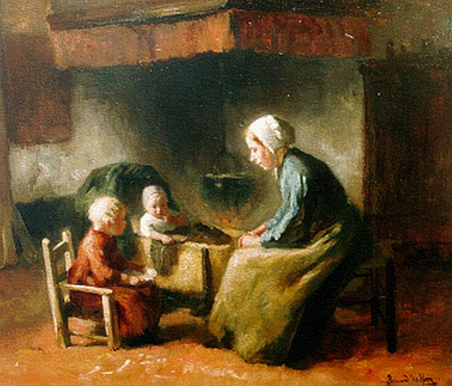 Bernard de Hoog | Etenstijd, olieverf op doek, 52,7 x 63,4 cm, gesigneerd r.o.