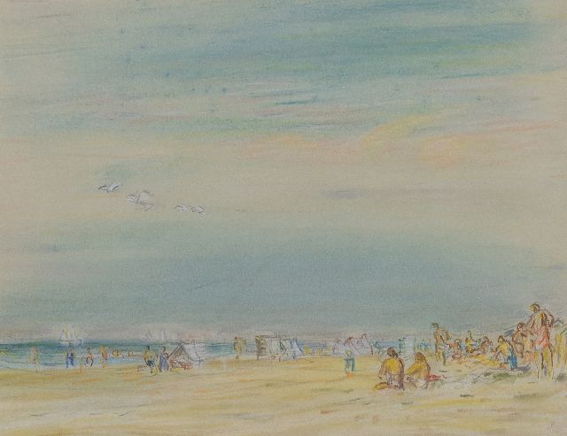 Leo Gestel | Strandgezicht Zandvoort, pastel op papier, 23,7 x 30,0 cm