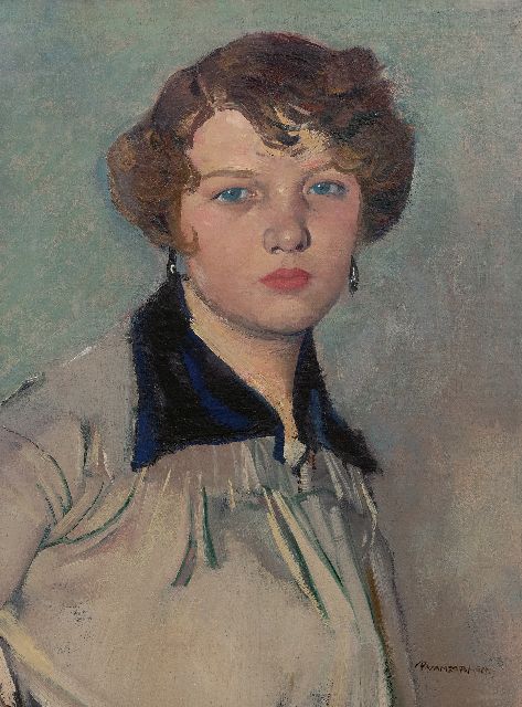 Piet van der Hem | Portret van een jonge vrouw, olieverf op doek, 60,4 x 45,9 cm, gesigneerd r.o.