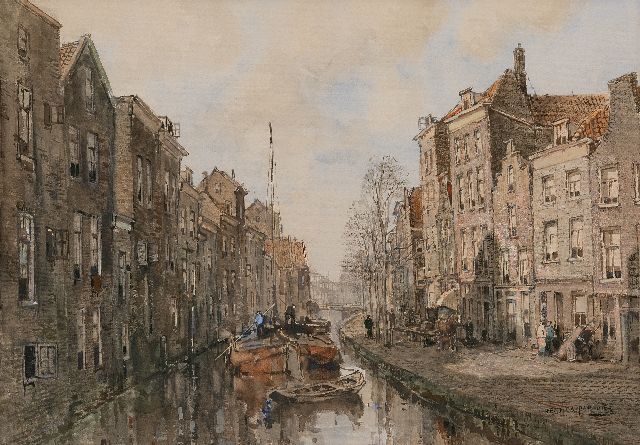Herman Cornelis Adolf Paradies | Gezicht op het Schie te Schiedam, aquarel op papier, 49,3 x 69,8 cm, gesigneerd r.o.