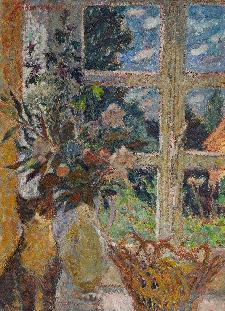 Theo Kurpershoek | Bloemstilleven in de vensterbank, olieverf op doek, 77,8 x 56,3 cm, gesigneerd l.b. en gedateerd '70