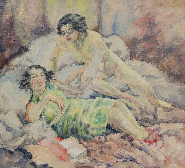 Dirk Homberg | Twee vrouwen, olieverf op doek, 57,3 x 63,5 cm, gesigneerd r.b.