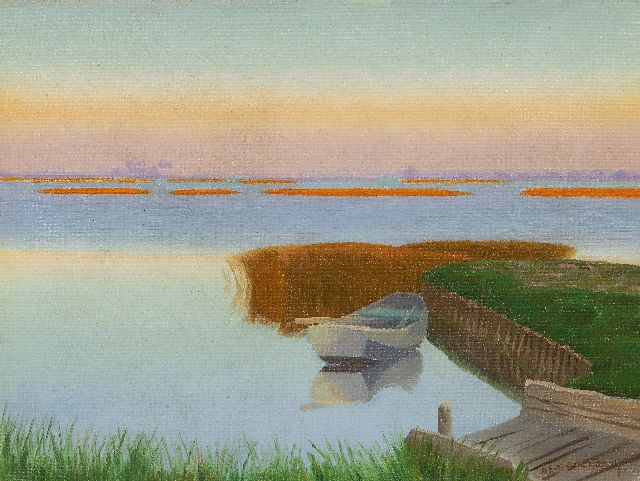 Dirk Smorenberg | Zomerdag bij de Loosdrechtse Plassen, olieverf op doek, 30,2 x 40,2 cm, gesigneerd r.o.