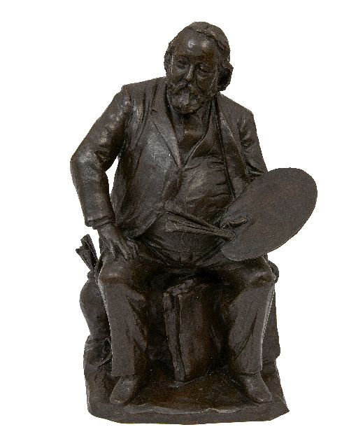 Arend Odé | De schilder Jacob Maris, brons, 43,0 x 28,0 cm, gesigneerd op de portfolio en gedateerd '95
