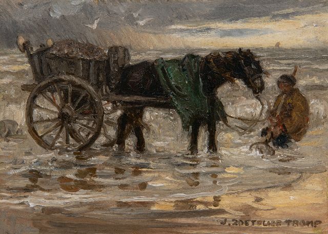 Jan Zoetelief Tromp | Schelpenvisser, Katwijk, olieverf op doek, 19,2 x 26,3 cm, gesigneerd r.o. en verso gedateerd 1901