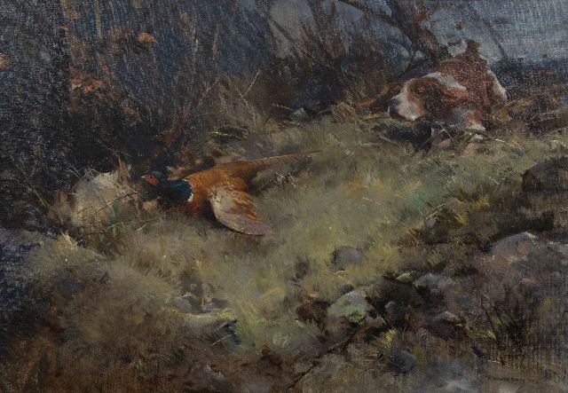 Piet van der Hem | Fazantenjacht, olieverf op doek, 70,2 x 102,0 cm, gesigneerd r.o.