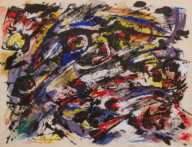 Theo Wolvecamp | Zonder titel, inkt en gouache op papier, 50,0 x 65,0 cm, gesigneerd l.o. en gedateerd verso 1994