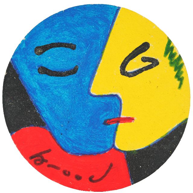 Herman Brood | Twee figuren (bierviltje), gesigneerd l.o.