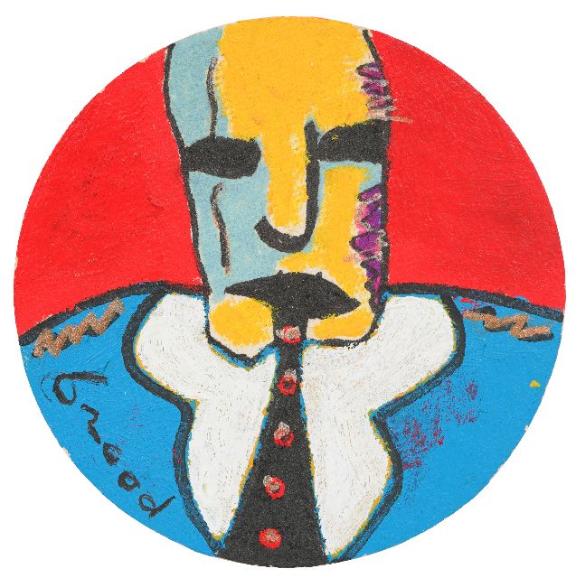 Herman Brood | Mannenkop (bierviltje), gesigneerd l.o.
