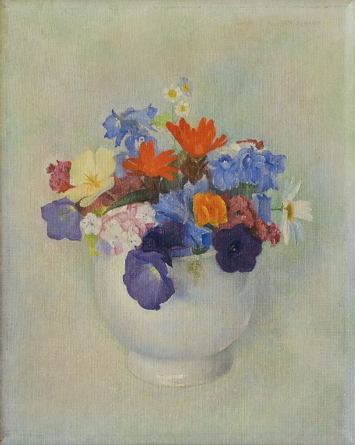 Jan Wittenberg | Bloemstilleven, olieverf op doek, 29,8 x 24,0 cm, gesigneerd r.b. en te dateren ca. 1940