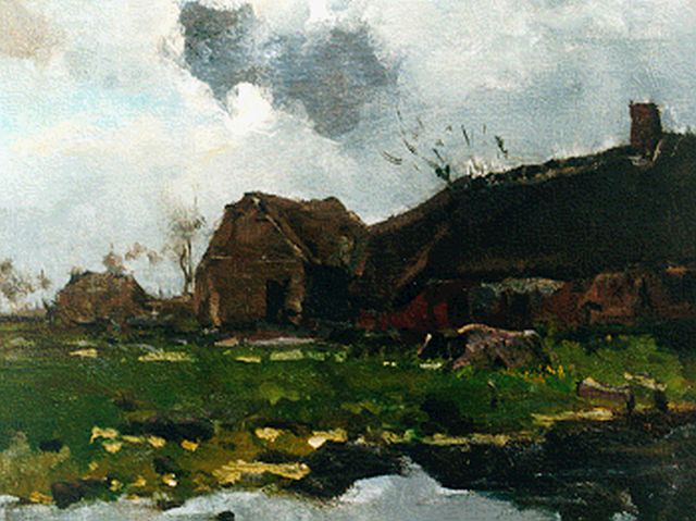 Floris Verster | De boerderij, olieverf op doek, 29,9 x 41,2 cm