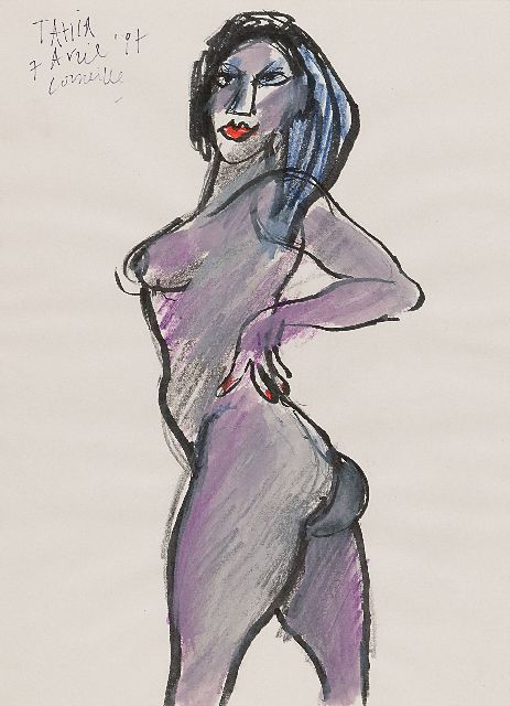 Corneille | Tahia, potlood, inkt, krijt en aquarel op papier, 30,5 x 22,7 cm, gesigneerd l.b. en gedateerd 7 'Avril' '97