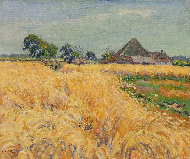 Ad Blok van der Velden | Landschap op Texel, olieverf op doek, 50,3 x 60,5 cm, gesigneerd l.o. en gedateerd Texel 1947 (?)