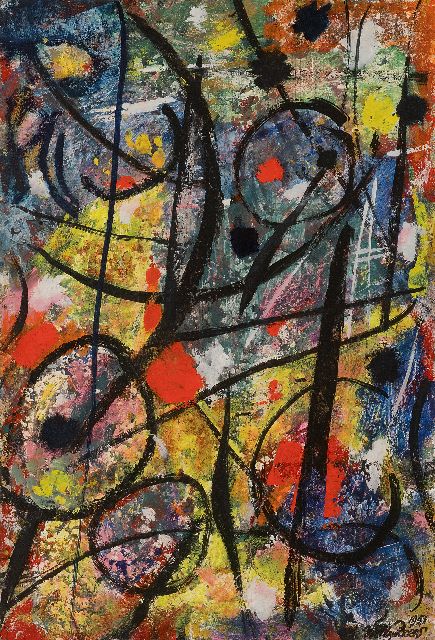 Willy Boers | Zonder titel, gouache op papier, 54,0 x 36,5 cm, gesigneerd r.o. en gedateerd 1951