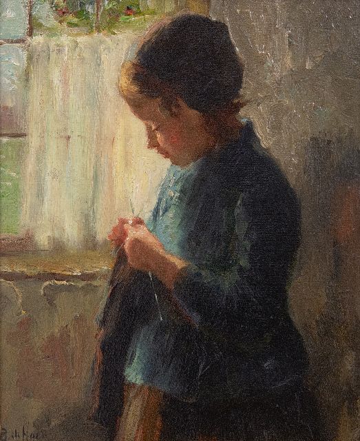 Bernard de Hoog | Breistertje, olieverf op paneel, 16,7 x 13,7 cm, gesigneerd l.o.