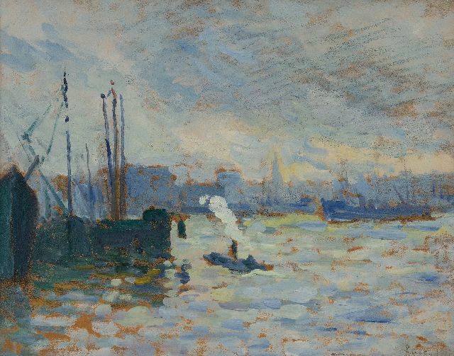 Maximilien Luce | De Maas bij Feijenoord, Rotterdam, olieverf op board, 27,1 x 34,2 cm, gesigneerd r.o. en gedateerd 1907