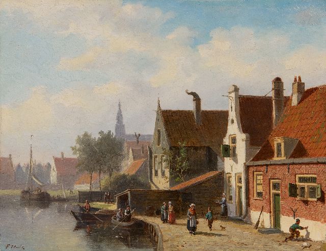 Johannes Frederik Hulk | Gezicht op Antwerpen, olieverf op paneel, 31,5 x 40,7 cm, gesigneerd l.o.