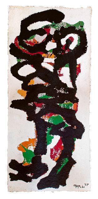 Appel C.K.  | Drac, acryl op papier 176,5 x 76,7 cm, gesigneerd r.o. en gedateerd '77