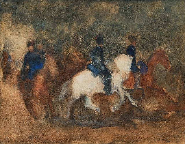George Hendrik Breitner | Cavalerie, aquarel op papier, 25,8 x 33,8 cm, gesigneerd r.o. en te dateren ca. 1905