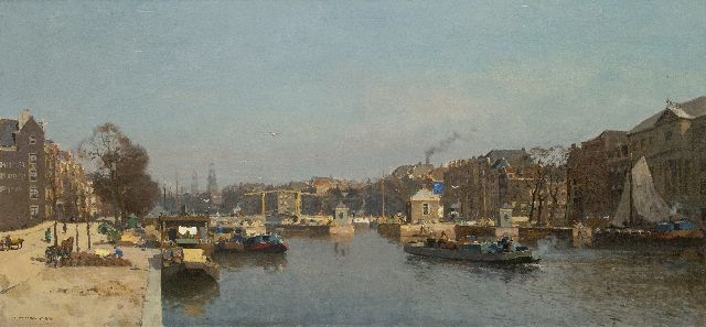 Cornelis Vreedenburgh | Gezicht op de Amstel en de Magere Brug, Amsterdam, olieverf op doek, 70,2 x 144,2 cm, gesigneerd l.o. en gedateerd 1924  reserved