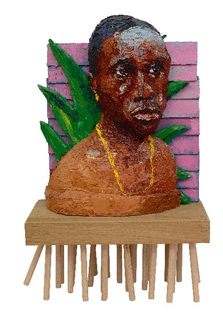 Carlos Blaaker | Rodney, olieverf op hout en polystyreen, 65,0 x 62,0 cm, gesigneerd verso en verso gedateerd 25
