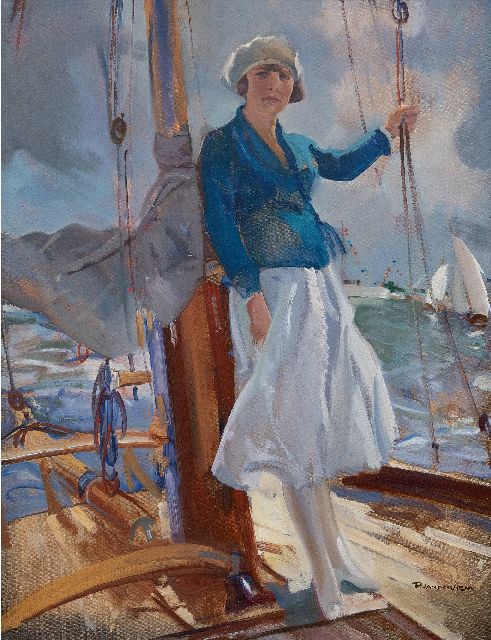 Piet van der Hem | Poseren op het zeiljacht, olieverf op doek, 65,5 x 50,7 cm, gesigneerd r.o.