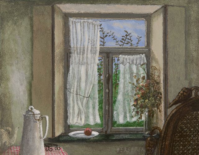 Herman Berserik | Voorjaar buiten, acryl op paneel, 29,1 x 37,0 cm, gesigneerd r.o. en gedateerd '94