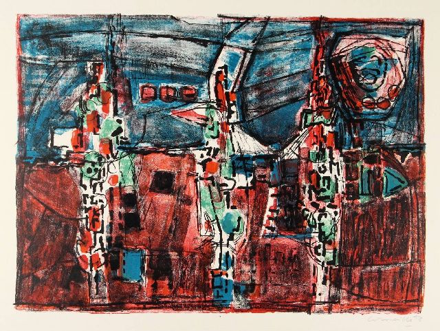 Corneille | Nuit d'été, litho op papier, 50,0 x 40,0 cm, gesigneerd r.o. (in potlood) en gedateerd '56 (in potlood)