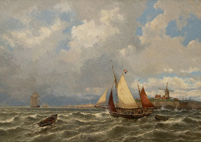 Gerard Koekkoek | Op de Schelde vóór Vlissingen, olieverf op doek, 84,5 x 115,2 cm, gesigneerd l.o.