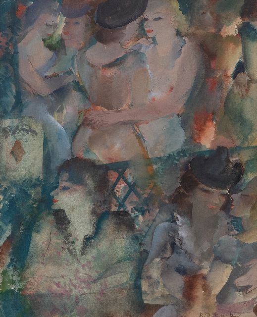 Raphaël de Buck | Café-dansant, aquarel op papier, 31,0 x 24,5 cm, gesigneerd r.o.