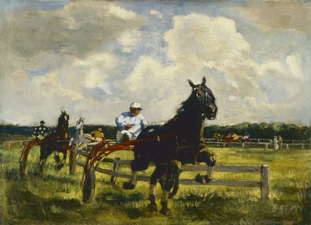 Frans Langeveld | De harddraverij, olieverf op doek, 36,9 x 51,2 cm, gesigneerd r.o.