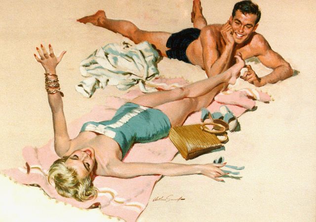 Arthur Sarnoff | Strandvermaak, gouache op papier, 41,5 x 56,0 cm, gesigneerd m.o.