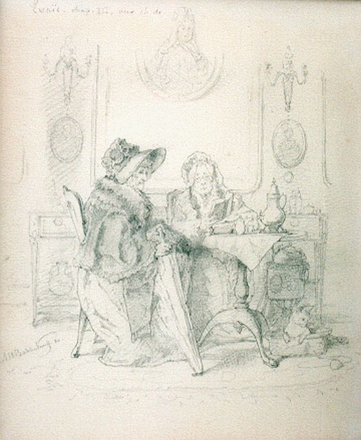 Alexander Hugo Bakker Korff | Het voorlezen van de bijbel, tekening op papier, 19,0 x 16,0 cm, gesigneerd l.b. en gedateerd '80