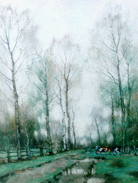 Arnold Gorter | Twents landschap, aquarel op papier, 55,0 x 42,0 cm, gesigneerd r.o.