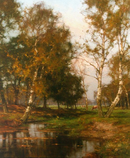 Jan Holtrup | Herfst aan de Wolfhezer beek, olieverf op doek, 70,0 x 60,0 cm, gesigneerd l.o.