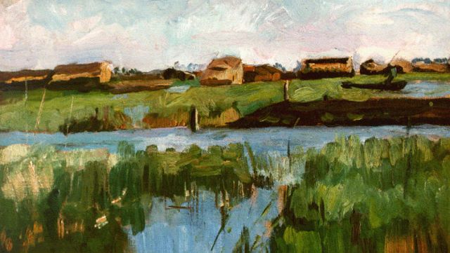 Piet van Wijngaerdt | Hollands landschap, olieverf op doek, 30,5 x 51,5 cm, gesigneerd l.o.