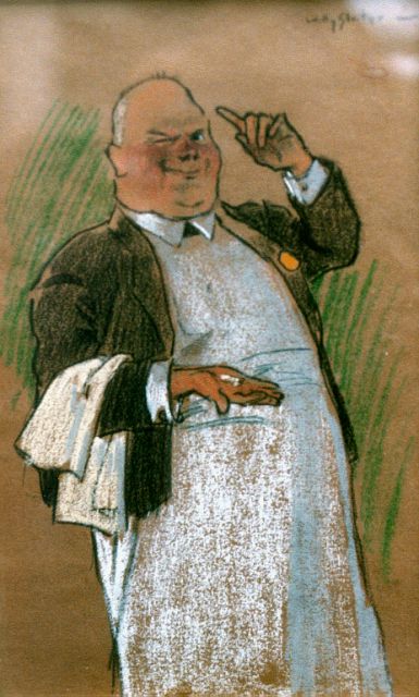 Willy Sluiter | En bedankt voor de fooi, pastel op papier, 25,0 x 16,4 cm, gesigneerd r.b.