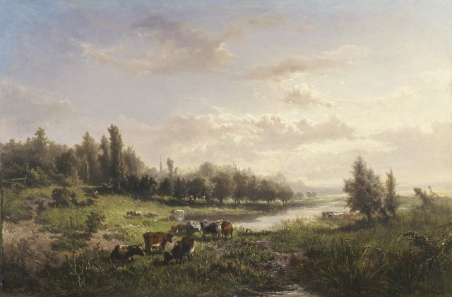 Jan de Haas | Uiterwaarden bij Oosterbeek, olieverf op paneel, 46,5 x 71,0 cm, gesigneerd l.o. en gedateerd '55