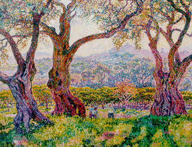 Theo van Rysselberghe | Oliviers à Cagnes, olieverf op doek, 89,9 x 116,7 cm, gesigneerd l.o. monogram en te dateren ca 1905