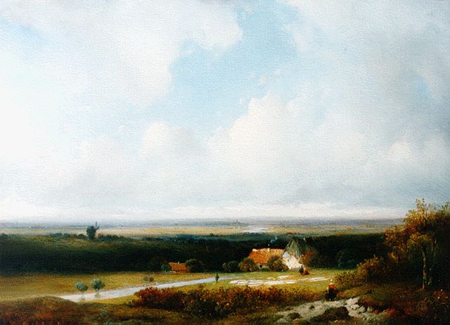 Petrus Leonardus Lambertus Oerder | Panorama met boerderij in de vallei, olieverf op doek, 49,5 x 67,0 cm, gesigneerd l.o.