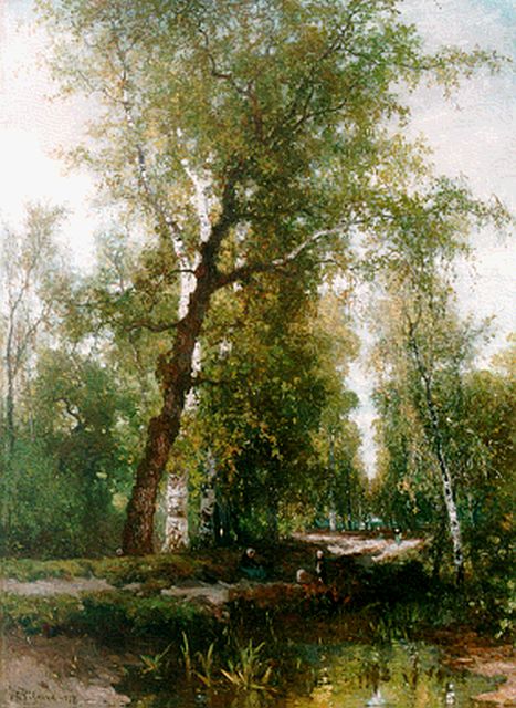 Johannes Warnardus Bilders | Bij de Renkumse beek, olieverf op doek, 99,5 x 72,5 cm, gesigneerd l.o. en gedateerd 1877