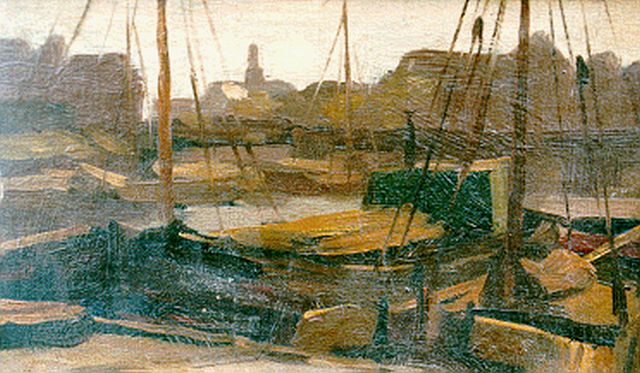 Felicien Bobeldijk | Havengezicht, 13,3 x 21,8 cm, gesigneerd l.o.