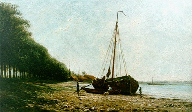 Johan Hendrik Doeleman | Rivierlandschap, olieverf op paneel, 14,1 x 24,1 cm, gesigneerd r.o.